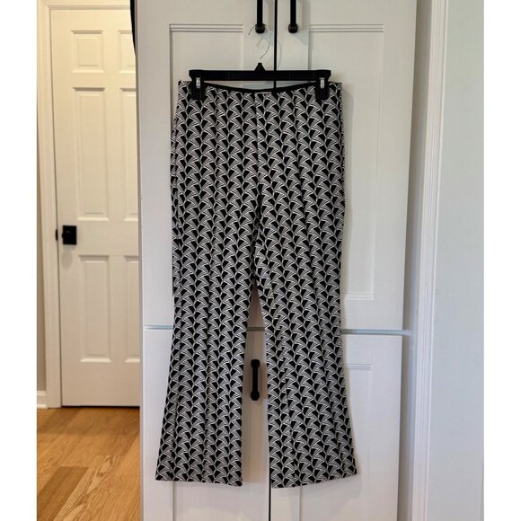 Maeve Anthropologie XS The Margot Kick Flare Pull On Pants Black White Print - Picture 1 of 5
